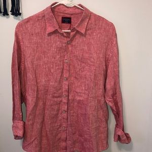 Men’s Untickit red linen button down